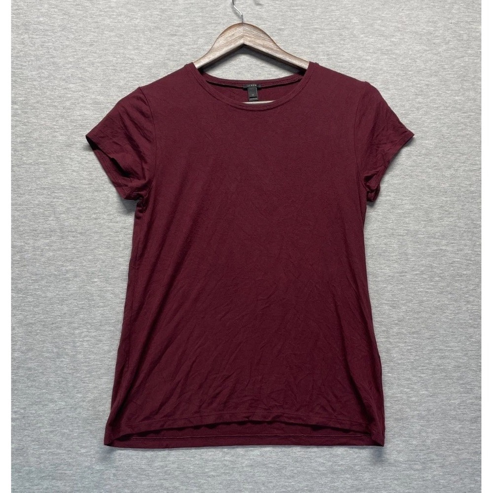 J.CREW Basic T-Shirt Womens Medium Maroon Short Sleeve Crew Neck Everyday Wear